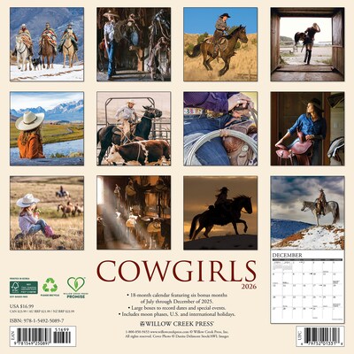 2026 Willow Creek Cowgirls 12 x 12 Monthly Wall Calendar (50897)