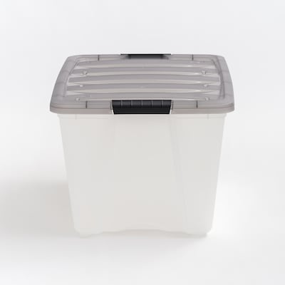 Iris 53 Quart Stack and Pull Plastic Latching Storage Bin, Clear (500211)