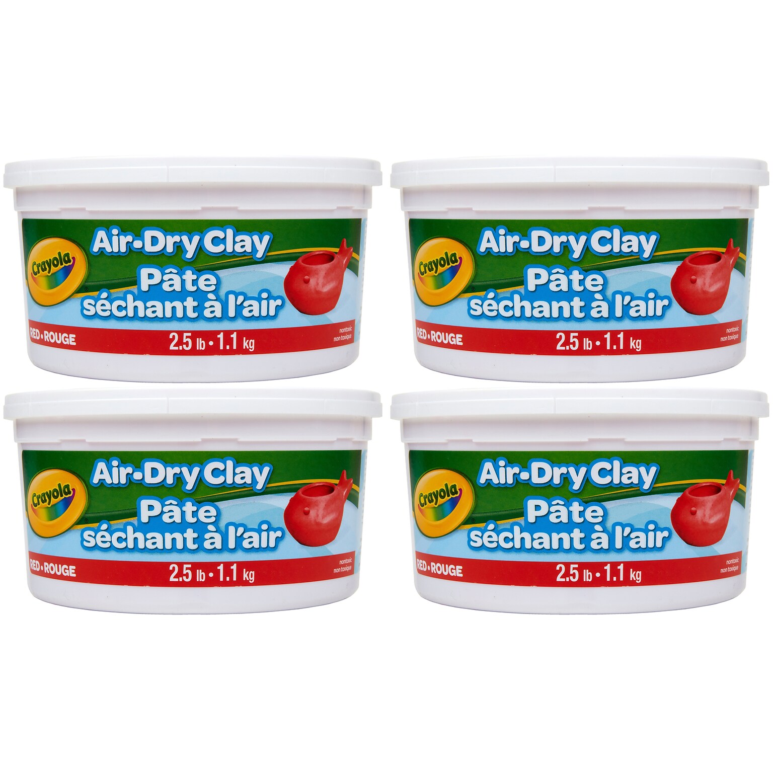 Crayola Air Dry Clay, Red, 4/Bundle (BIN575138-4)