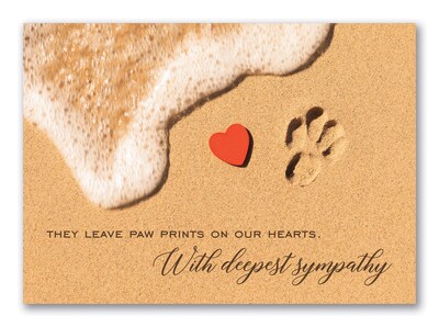 Custom Paw Prints Cards, with Envelopes, 7 x 5 Sympathy Card, 25 Cards per Set