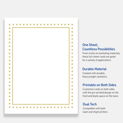 Avery Gold Border with Gold Dots Matte Blank Card, White, 10/Pack (S00-DPE)