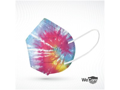 WeCare Tie Dye Disposable KN95 Fabric Face Masks, One Size, Assorted Colors, 20/Pack (WMN100127)