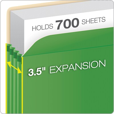 Pendaflex Color File Pocket, 3.5" Expansion, Letter Size, Green (1524E GRE)