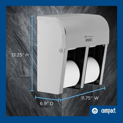 Compact 4-Roll Quad Coreless Toilet Paper Dispenser by GP PRO, Stainless Steel (56748)