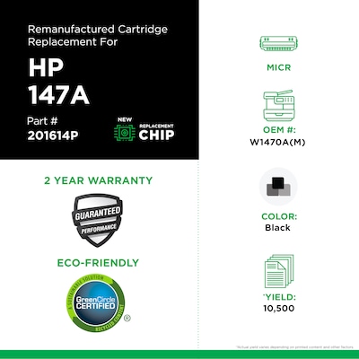 Clover Imaging Group Remanufactured Black Standard Yield MICR Toner Cartridge Replacement for HP W1470A