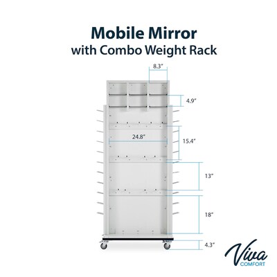 Viva Comfort Mobile Cuff Weight and Dumbbell Mirror Rack with Dumbbells, Gray (ME908-01-920-1102PK-MK)