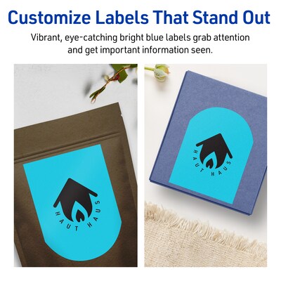 Avery Printable Decorative Edge Multipurpose Labels, 4.75" x 3.5", Bright Blue, 80/Pack (94600)