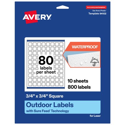 Avery Square Laser Multipurpose Labels, 0.75 x 0.75, White, 800/Pack (19479399464)