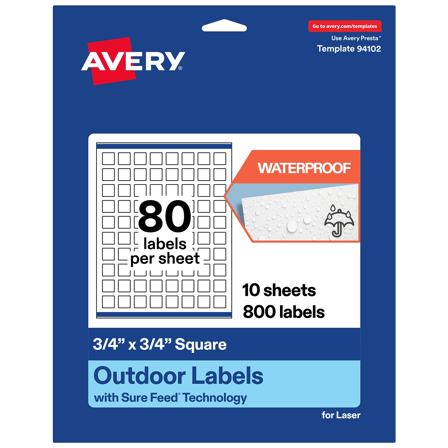 Avery Square Laser Multipurpose Labels, 0.75 x 0.75, White, 800/Pack (19479399464)