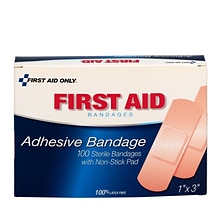 First Aid Only 1 x 3 Adhesive Bandages, 100/Box (90097)