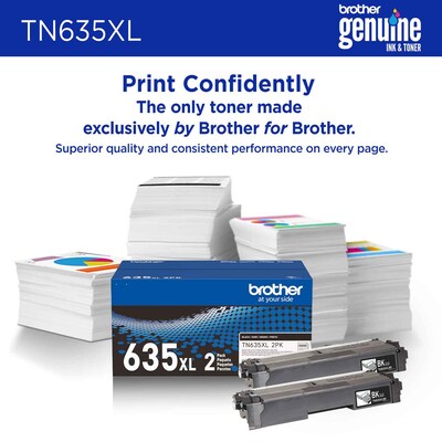 Brother TN635XL Black High Yield Toner Cartridges, 2/Pack (TN635XL2PK)