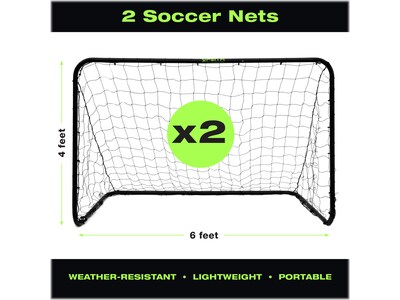Xcello Sports 4' x 6' Soccer Net, Black, 2/Pack (XS-S-NET-2-BLK)