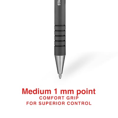 Staples® Postscript™ Retractable Ballpoint Pens, Medium Point, 1.0mm, Black, 12/Pack (18262)