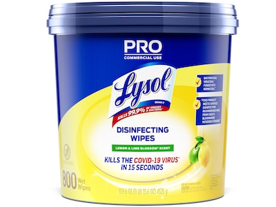 Lysol Pro Disinfecting Wipes, Lemon & Lime Blossom Scent, 800 Wipes/Canister, 2 Canisters/Carton (19