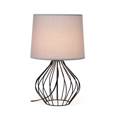 Simple Designs Geometrically Wired Table Lamp, Gray on Black (LT2086-GOB)
