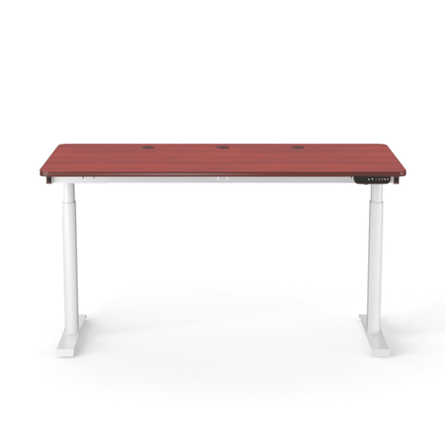 VersaDesk PowerLift 60W Electric Rectangular Adjustable Standing Desk, Cherry/White (PLSDR6030-WC-APP )