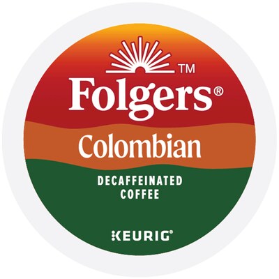 Folgers 100% Colombian Decaf Coffee, Keurig K-Cup Pod, Medium Roast, 96/Carton (5000053359CT)