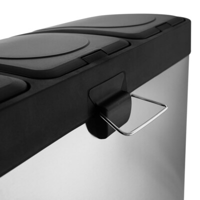 Elama Stainless Steel Indoor 3 Section Trash Can with Slow Close Lid, 12 Gallon, Silver (938120089M)