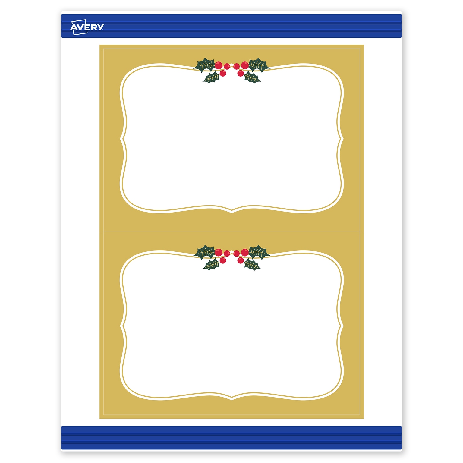 Avery Gold-Metallic Berries General Use Blank Cards, White, 20/Pack (S00-FGQ)