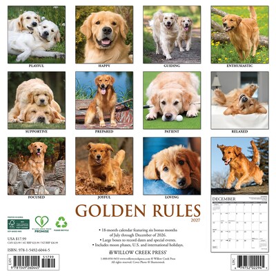 2027 Willow Creek Golden Rules 12 x 12 Monthly Wall Calendar (60445)