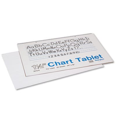 Chart Tablets W/Manuscript Cover, 1-1/2 Ruled, 24 X 16, White, 25 Sheets
