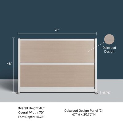Luxor Oakwood 2-Panel Room Divider, 48"H x 70"W, Oak Grain (PPWL011)