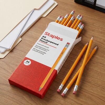 Staples Pre-Sharpened Wooden Pencil, 2.2mm, #2 Medium Lead, 24/Pack (ST62807-CC)