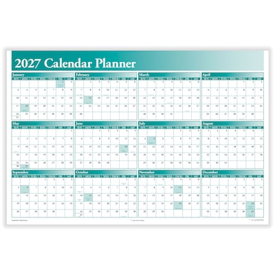 2027 ComplyRight 36 x 24 Yearly Dry Erase Wall Calendar, Green (J0056GR)