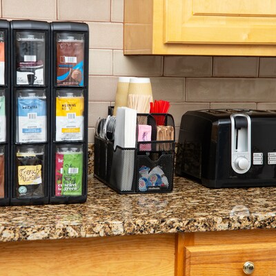 Mind Reader 3-Tier 11-Compartment Metal Cup and Condiment Countertop Organizer, Black (MESHCAD-BLK)