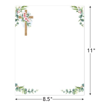 Great Papers Floral Faith Elegance Everyday Letterhead, Multicolored, 50 Sheets/Pack (2025007)