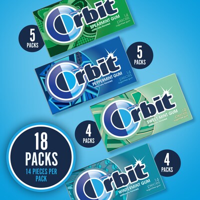 Orbit Variety Box Sugar Free Gum, Assorted Flavors, 12.8 oz., 18/Pack (220-00568)