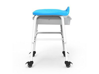 Luxor Plastic/Steel Adjustable-Height Classroom Stool with Wheels and Storage, Blue/White (MBS-STOOL-2)