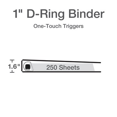 Cardinal Premier ClearVue 1" 3-Ring Non-View Binders, D-Ring, Black (10301)