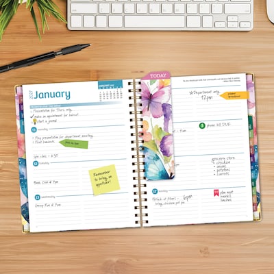 2027 Excello Brands 7.8 x 9 Weekly & Monthly Standard Planner, Paperboard Cover, Watercolor Butterflies (FSHN-CY27-79-33)