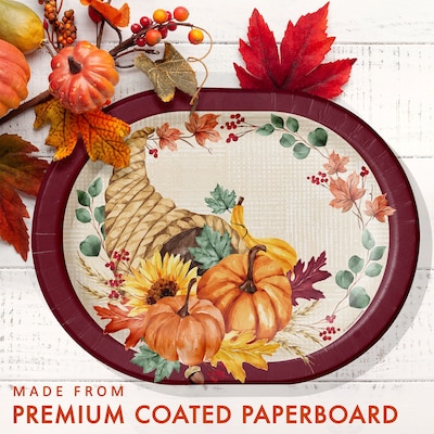 Say Hooray! Fall Feast Paper Plates and Guest Towels Kit, Multicolored, 48/Pack (DTC9389E2H)