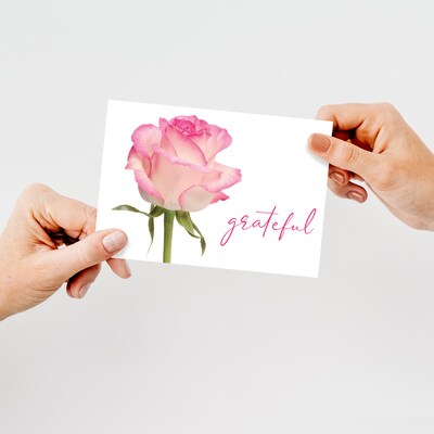 Great Papers Grateful Pink Rose General Use Thank You Notecard Kits, Multicolored, 24/Pack (2025029)
