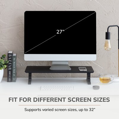Anji Mountain Acacia Wood Monitor Stand, Up to 32" Monitor, Black (MS-BLK-02BLK)