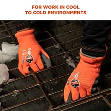 Ergodyne ProFlex 7401 Winter Work Gloves, Fleece Lined, Latex Coated Palm, Orange, XXL, 144 Pairs (1