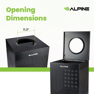 Alpine Industries Stainless Steel Trash Can, 40 Gallon, Black (ALP438-40-BLK-MK)