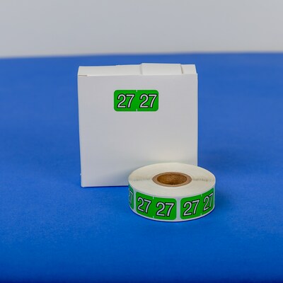 Medical Arts Press Colwell Jewel Tone Compatible 2027 Year Label, 3/4" x 1-1/2", Green, 500/Roll