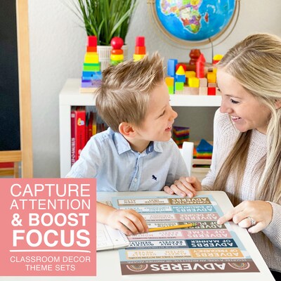Hadley Designs 11" x 17" Boho Parts of Speech Language Arts and Grammar Laminated Posters, 12/Set (HDDX004A2K2JT)