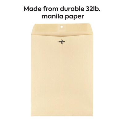 Staples 10 x 13 Heavy-Duty Clasp Catalog Envelopes, 32 lb Manila Kraft, Reinforced Metal Clasp & Gummed Seal, 100/Box