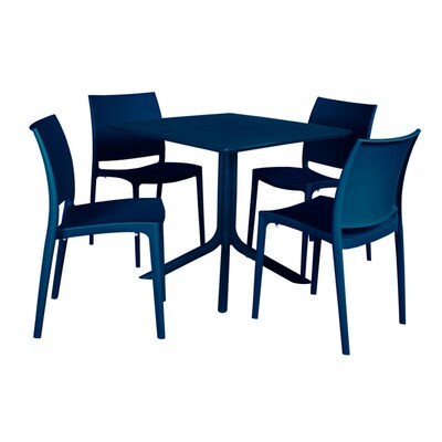 Regency Niche Terrace 5-Piece Square Dining Set, 31.5D x 31.5W, Coastal Navy (TOB3131NV41NV)
