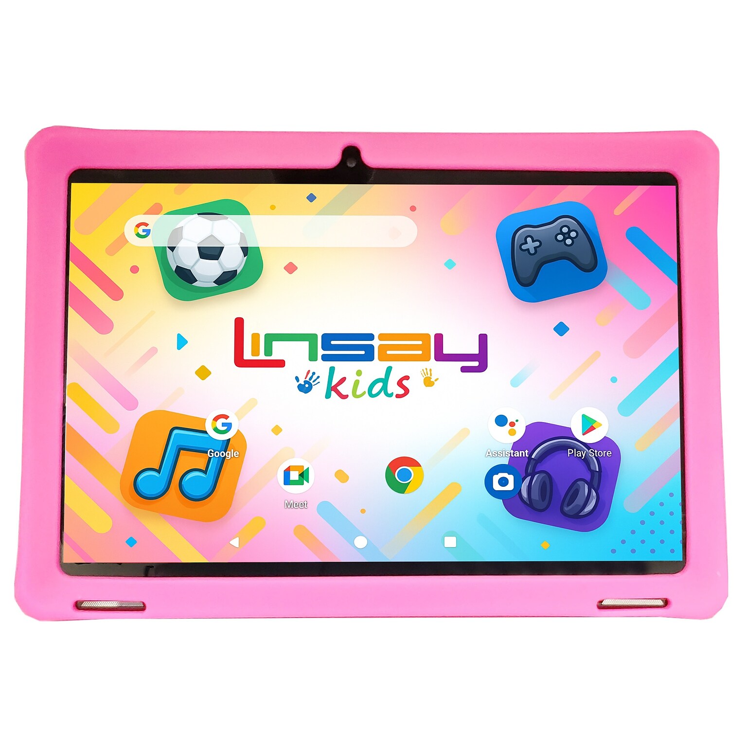 LINSAY F10 Series 10.1 Tablet, Wi-Fi, Octa Core, 256GB eMMC, Android 15, Pink Kids Defender Case (F10IPGKIDSPPLUS)