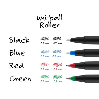 uni-ball Rollerball Pens, Micro Point, Blue Ink, 12/Pack (60153)