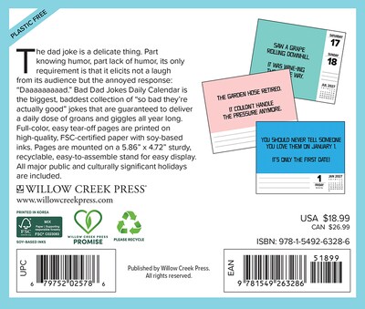 2027 Willow Creek Bad Dad Jokes 6.2 x 5.4 Day-to-Day Calendar, Assorted Colors (63286)