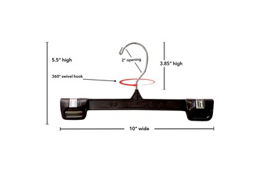 Nahanco 10 Plastic Snap Grip Skirt/Slack Hanger, Chrome Hook, Black, 200/Pack (2686-10)