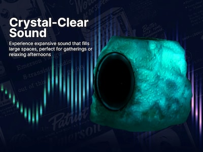 Emerson Bluetooth Outdoor Rock Speaker with Solar Charging, Waterproof, Light Gray (ERS-1002)