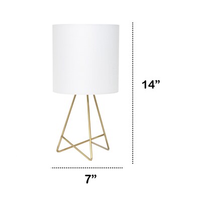 Creekwood Home Glamora 14 LED Table Lamp, Gold/White Shade (CWT-2029-GD-LB)