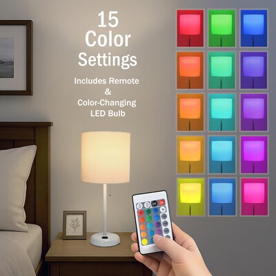 Simple Designs 19.5" LED Table Lamp, White (LT2024-WOW-CCLB)